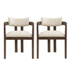 Evelyn Ensemble de 2 chaises de salle a manger en bois de caoutchouc avec accoudoirs et assise rembourree, noyer