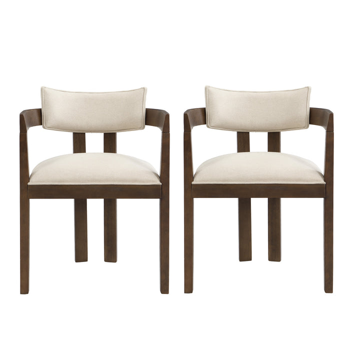 Evelyn Ensemble de 2 chaises de salle a manger en bois de caoutchouc avec accoudoirs et assise rembourree, noyer