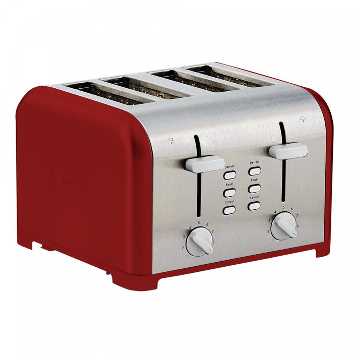 Grille-pain Kenmore à 4 tranches avec deux panneaux de commande, rouge - KKTSDC4SR