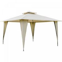 Outsunny 12' X 12' Tente A Baldaquin Exterieur Gazebo Avec Toit A Deux Niveaux Et Pieds Habilles, Be