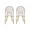 Chaises de bistrot francaises Julien en rotin synthetique et aluminium, lot de 2 - gris et blanc