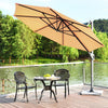 Costway Parasol deporte 11ft pour terrasse a rotation cantilever, aluminium, inclinable, base croisee, beige