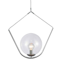 Luminaire suspendu Orion de Dainolite en verre transparent, avec fini chromé poli et 1 ampoule