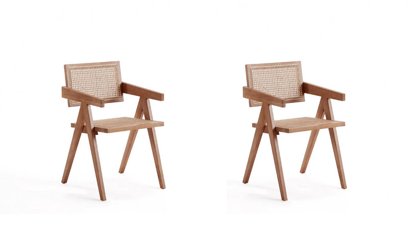 Fauteuil en bois au style industriel chic Hamlet en coloris naturel - Lot de 2
