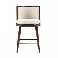  Tabouret de comptoir moderne en bois avec revetement en tissu creme Evalyn