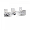 Lumière de coiffeuse Veronica de Dainolite en verre transparent, fini chromé poli et 3 ampoules