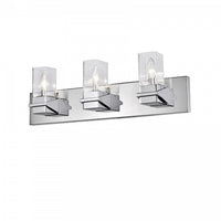 Lumière de coiffeuse Veronica de Dainolite en verre transparent, fini chromé poli et 3 ampoules