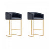 Tabouret de bar rembourre en metal noir style mid-century modern Louvre - Lot de 2