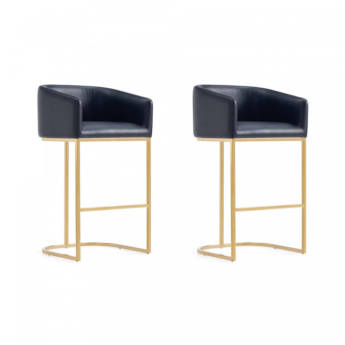 Tabouret de bar rembourre en metal noir style mid-century modern Louvre - Lot de 2