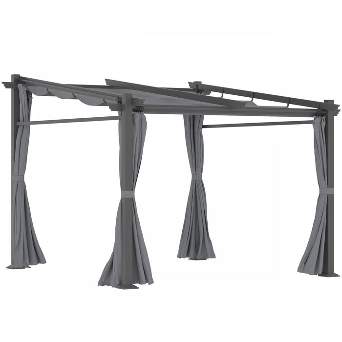 Outsunny Pergola Metallique De 9.7' X 9.7' Avec Toit Coulissant, Auvent De Pergola Retractable Pour L'exterieur, Patio, Gris Fonce