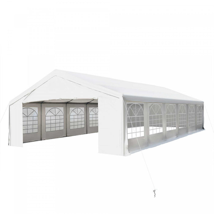 Outsunny 40 'x 20 'grande Tente Exterieure Pour Evenement De Fete Patio Gazebo Auvent Avec Paroi Amovible, Blanc