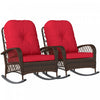 Outsunny Lot De 2 Chaises A Bascule En Rotin Avec Coussin Pour Jardin Rouge