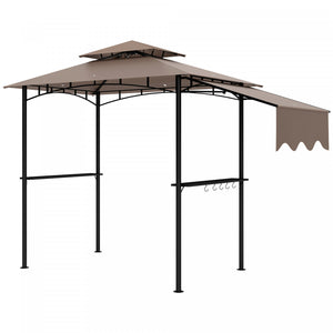 Outsunny Tonnelle De Barbecue 8' X 5', Abri Bbq A Deux Niveaux, Kaki