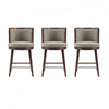 Tabouret de comptoir moderne en bois avec revetement en tissu, modele Evalyn, coloris colombe - Lot de 3