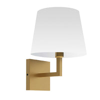 Applique murale Whitney de Dainolite avec abat-jour blanc, fini laiton vieilli et 1 ampoule