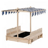 Bac A Sable Carre En Bois Pour Enfants Station De Jeu En Plein Air Auvent Reglable Banquette Convertible Housse De Protection Contre Le Sable Doublure Inferieure Sable/fosse A Balles Sapin