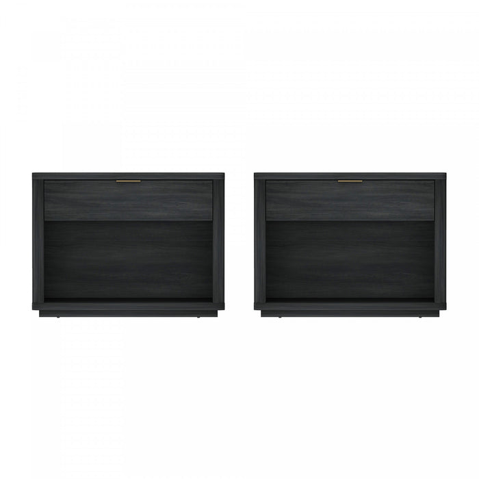 Table de nuit moderne Evelyn 32\" en gris charbon (1 tiroir) - Lot de 2