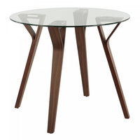 Table ronde moderne du milieu du 20e siècle Folia en verre pour le coin-repas ou la salle à manger - noyer