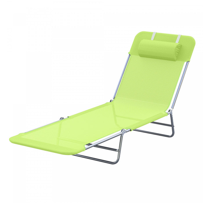 Chaise Longue D'exterieur Outsunny, Chaise Pliante Reglable Inclinable, Verte