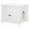 Pawhut Boite A Litiere Pour Chat Avec Dessus Ouvrable, Table D'appoint Pour Le Rangement De La Toilette Du Chat Avec Deux Portes, Poignees En Alliage De Zinc, Pour L'interieur, Blanc