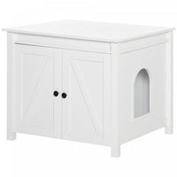 Pawhut Boite A Litiere Pour Chat Avec Dessus Ouvrable, Table D'appoint Pour Le Rangement De La Toile