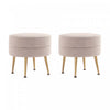 Lot de 2 poufs d’appoint Bailey style milieu du siecle moderne, tissu ble