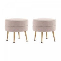  Lot de 2 poufs d’appoint Bailey style milieu du siecle moderne, tissu ble