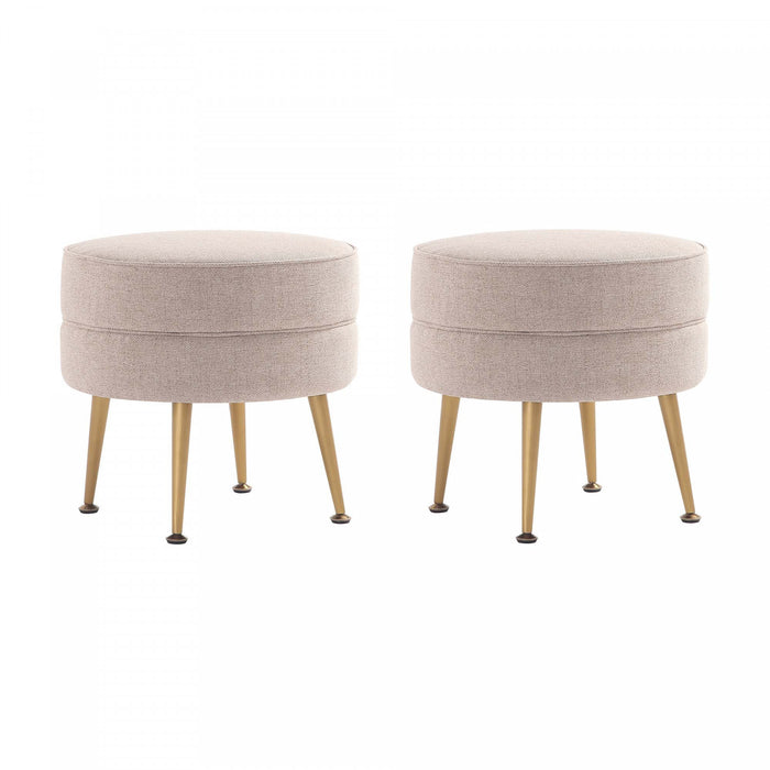Lot de 2 poufs d’appoint Bailey style milieu du siecle moderne, tissu ble