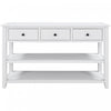 Console Wendy En Bois Massif Avec 3 Tiroirs Et 2 Etageres Ouvertes, Blanc Antique