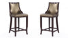Tabouret de bar en bois traditionnel Emperor avec assise rembourree, bronze - Lot de 2