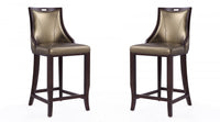  Tabouret de bar en bois traditionnel Emperor avec assise rembourree, bronze - Lot de 2