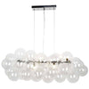 Luminaire suspendu horizontal Comet de Dainolite en verre transparent, avec fini chromé poli et 10 ampoules
