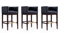 Tabouret de bar Kingsley style milieu du siecle en bois et tissu noir - Lot de 3
