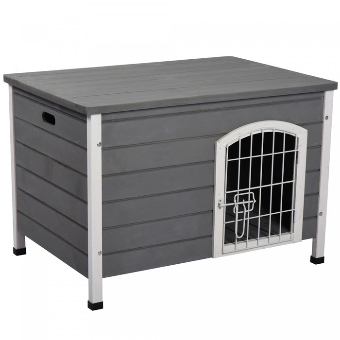 Pawhut Niche Pliante Pour Chien 31\", Maison Portable Pour Animal De Compagnie, Cage En Fil De Bois Pour Chiens Miniatures Et De Petite Taille Avec Portes Verrouillables