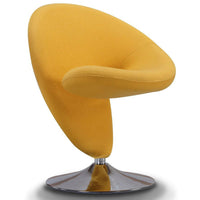 Fauteuil d’appoint pivotant Curl de Manhattan Comfort en chrome poli et en mélange de laine - jaune