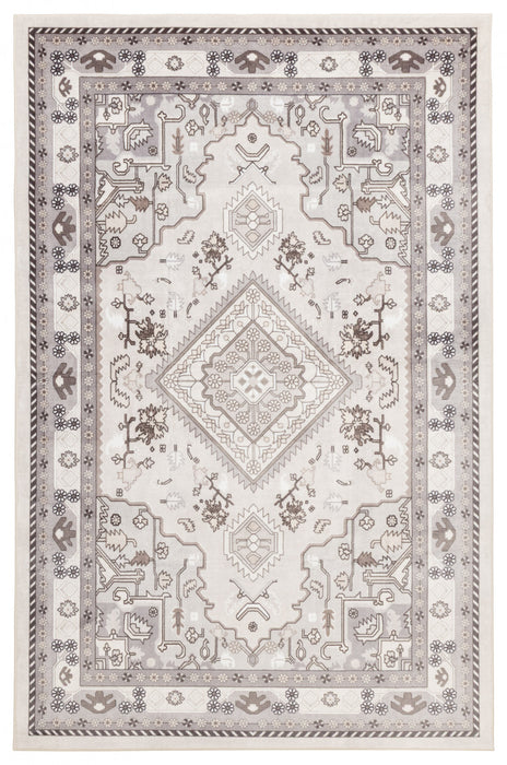Tapis Lavable/Traditionnel Oriana 5'0\" x 7'6\" en Beige