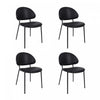 Chaise laterale contemporaine moderne en cuir vegetalien et metal Haven, noire - Lot de 4