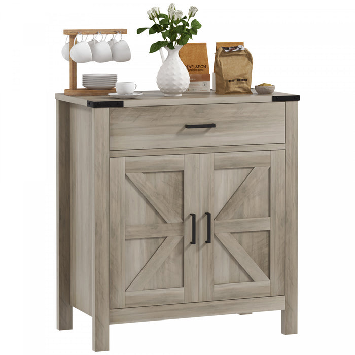 HOMCOM Buffet avec 1 tiroir, 1 armoire de rangement, Gris