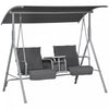 Outsunny Double Balancoire D'exterieur Pour 2 Pers Avec Table, Gris
