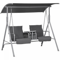 Outsunny Double Balancoire D'exterieur Pour 2 Pers Avec Table, Gris