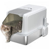 Pawhut Bac A Litiere Pour Chat En Acier Inoxydable Avec Couvercle Amovible, Bac A Litiere Extra Large Avec Pelle, Bac A Litiere En Metal, Facile A Nettoyer, Blanc