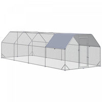 Pawhut Poulailler En Metal Pour 20 A 25 Poulets, Enclos A Poules D'exterieur Avec Couverture Pour Fe