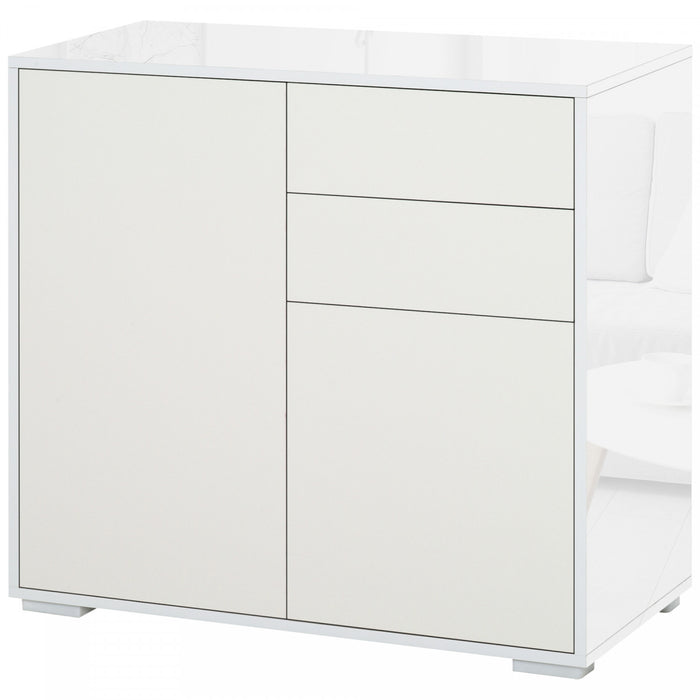HOMCOM Buffet Haut Brillant Tiroirs Armoire Rangement Cuisine
