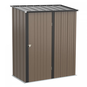 Outsunny 5' X 3' Hangar De Stockage Exterieur, Abri De Jardin En Acier Avec Simple Porte Verrouillable, Hangar De Stockage D'outils Pour La Cour, Le Patio, La Pelouse, Marron