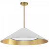 Luminaire suspendu Padme de Dainolite avec abat-jour blanc et doré, fini laiton vieilli et ampoule de 30 W