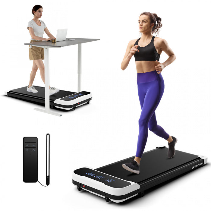 Goplus 2.5hp Sous Tapis Roulant De Bureau Pour La Maison Et Le Bureau Telecommande Led Ecran Blanc