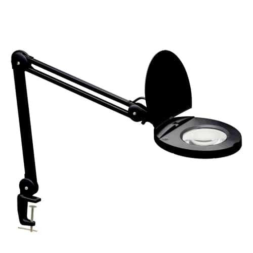 Lampe à loupe à lentille 5 D de Dainolite avec fini noir et ampoule à DEL de 8 W