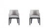 Fauteuil en bois moderne Gansevoort en cuir vegetalien gris clair - Lot de 2