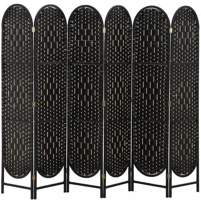 HOMCOM Paravent 6 Panneaux, Ecran Pliable Bohemien, Noir