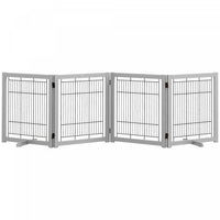 Pawhut Barriere De Chien En Bois Pliable Pour Chiens, 4 Panneaux Avec Pieds De Support, Barriere De